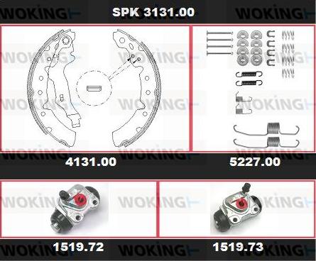 Woking SPK 3131.00 - Комплект гальм, барабанний механізм autocars.com.ua