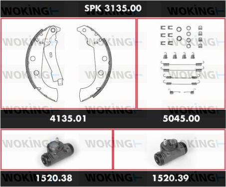 Woking SPK 3135.00 - Комплект тормозных колодок, барабанные avtokuzovplus.com.ua