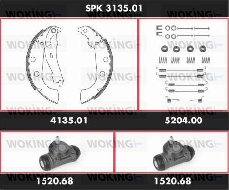 Woking SPK 3135.01 - Комплект тормозных колодок, барабанные avtokuzovplus.com.ua