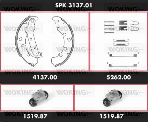 Woking SPK 3137.01 - Комплект гальм, барабанний механізм autocars.com.ua