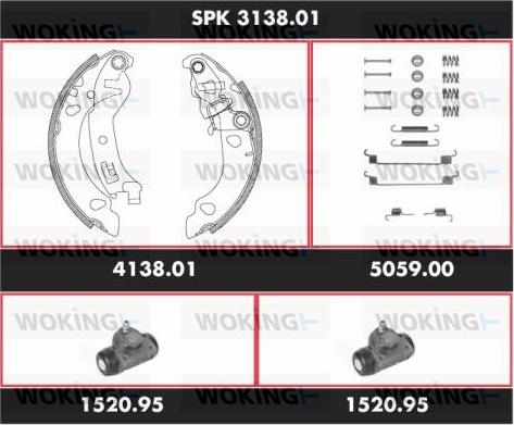 Woking SPK 3138.01 - Комплект тормозных колодок, барабанные autodnr.net