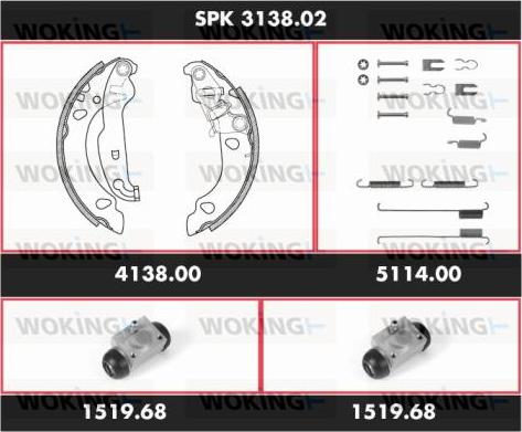 Woking SPK 3138.02 - Комплект гальм, барабанний механізм autocars.com.ua