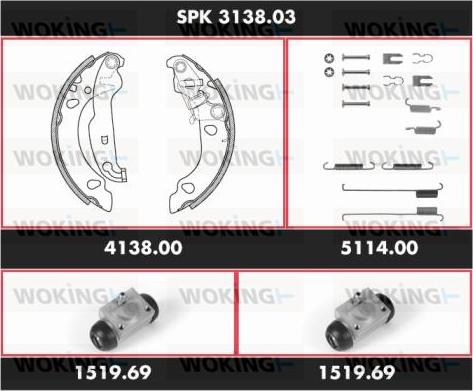 Woking SPK 3138.03 - Комплект гальм, барабанний механізм autocars.com.ua