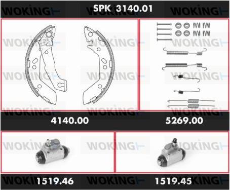 Woking SPK 3140.01 - Комплект тормозных колодок, барабанные avtokuzovplus.com.ua