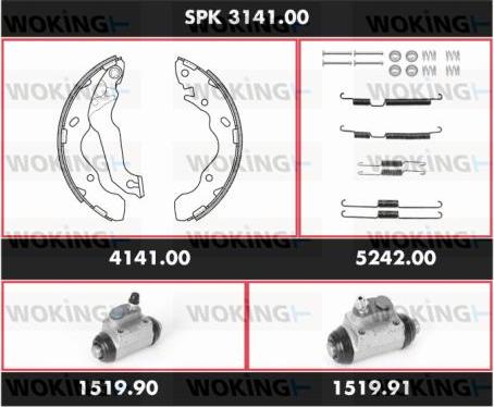 Woking SPK 3141.00 - Комплект гальм, барабанний механізм autocars.com.ua