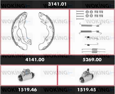 Woking SPK 3141.01 - Комплект тормозных колодок, барабанные autodnr.net