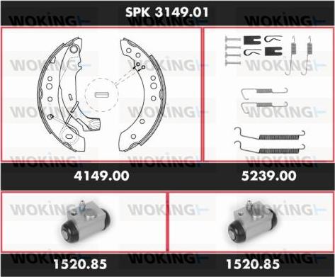 Woking SPK 3149.01 - Комплект тормозных колодок, барабанные avtokuzovplus.com.ua