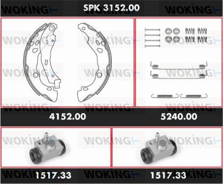 Woking SPK 3152.00 - Комплект гальм, барабанний механізм autocars.com.ua