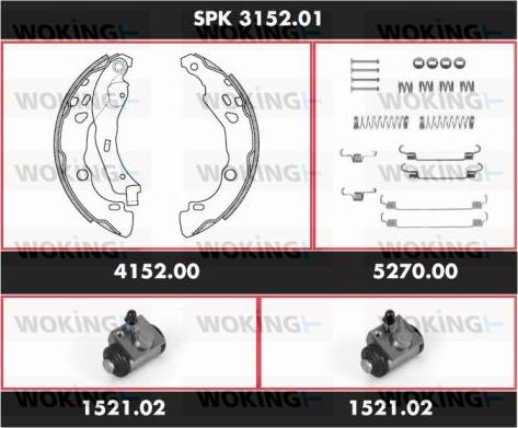 Woking SPK 3152.01 - Комплект гальм, барабанний механізм autocars.com.ua