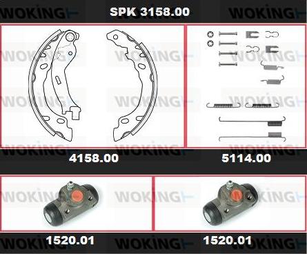 Woking SPK 3158.00 - Комплект тормозных колодок, барабанные avtokuzovplus.com.ua