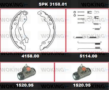 Woking SPK 3158.01 - Комплект тормозных колодок, барабанные autodnr.net