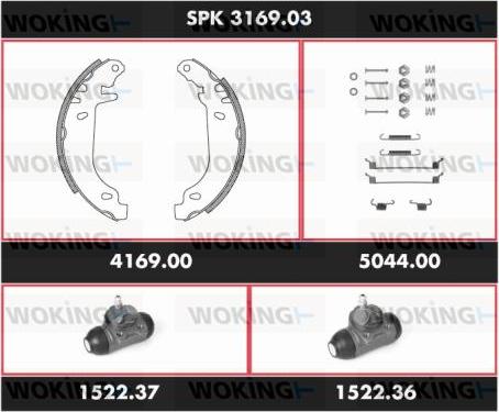 Woking SPK 3169.03 - Комплект гальм, барабанний механізм autocars.com.ua