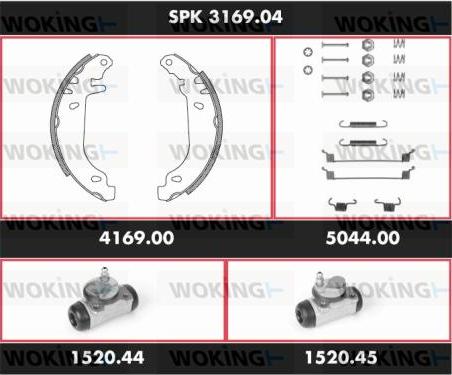 Woking SPK 3169.04 - Комплект гальм, барабанний механізм autocars.com.ua