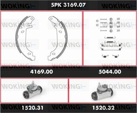 Woking SPK 3169.07 - Комплект гальм, барабанний механізм autocars.com.ua