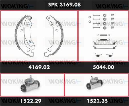 Woking SPK 3169.08 - Комплект тормозных колодок, барабанные avtokuzovplus.com.ua