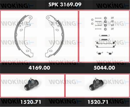 Woking SPK 3169.09 - Комплект гальм, барабанний механізм autocars.com.ua