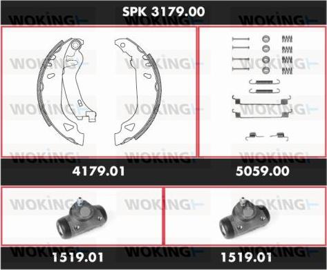 Woking SPK 3179.00 - Комплект гальм, барабанний механізм autocars.com.ua