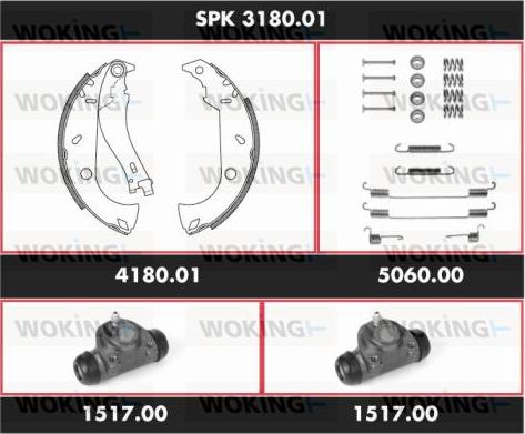Woking SPK 3180.01 - Комплект гальм, барабанний механізм autocars.com.ua