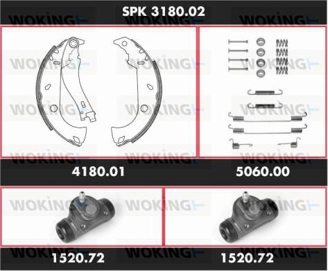 Woking SPK 3180.02 - Комплект тормозных колодок, барабанные autodnr.net