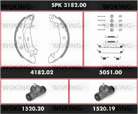 Woking SPK 3182.00 - Комплект тормозных колодок, барабанные autodnr.net