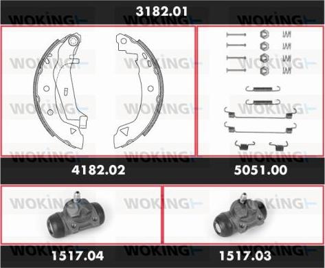 Woking SPK 3182.01 - Комплект гальм, барабанний механізм autocars.com.ua