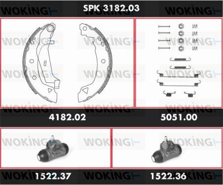 Woking SPK 3182.03 - Комплект тормозных колодок, барабанные autodnr.net