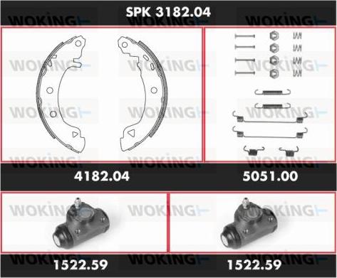 Woking SPK 3182.04 - Комплект гальм, барабанний механізм autocars.com.ua