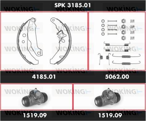 Woking SPK 3185.01 - Комплект гальм, барабанний механізм autocars.com.ua