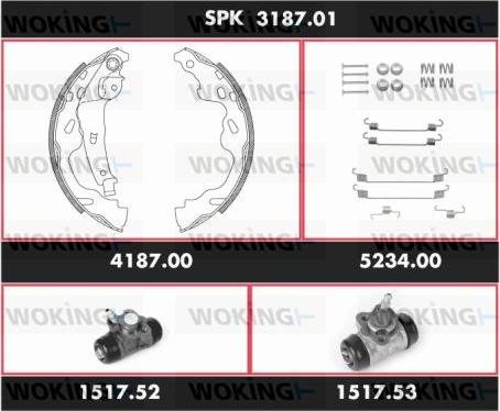 Woking SPK 3187.01 - Комплект тормозных колодок, барабанные autodnr.net