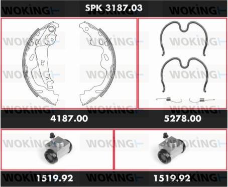 Woking SPK 3187.03 - Комплект гальм, барабанний механізм autocars.com.ua