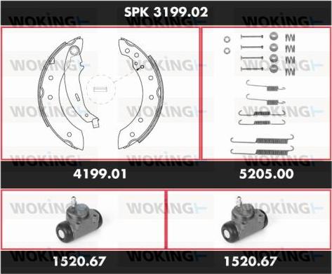Woking SPK 3199.02 - Комплект гальм, барабанний механізм autocars.com.ua