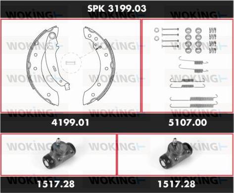 Woking SPK 3199.03 - Комплект гальм, барабанний механізм autocars.com.ua