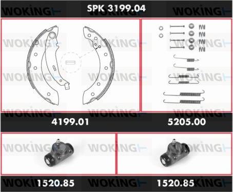 Woking SPK 3199.04 - Комплект тормозных колодок, барабанные autodnr.net