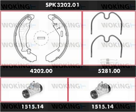 Woking SPK 3202.01 - Комплект тормозных колодок, барабанные avtokuzovplus.com.ua