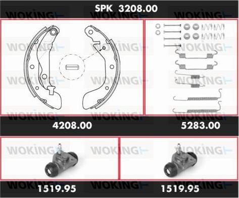 Woking SPK 3208.00 - Комплект тормозных колодок, барабанные autodnr.net