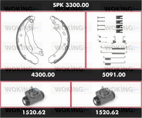 Woking SPK 3300.00 - Комплект гальм, барабанний механізм autocars.com.ua