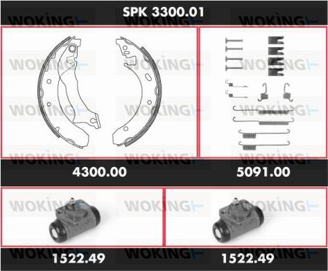 Woking SPK 3300.01 - Комплект гальм, барабанний механізм autocars.com.ua