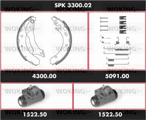 Woking SPK 3300.02 - Комплект гальм, барабанний механізм autocars.com.ua