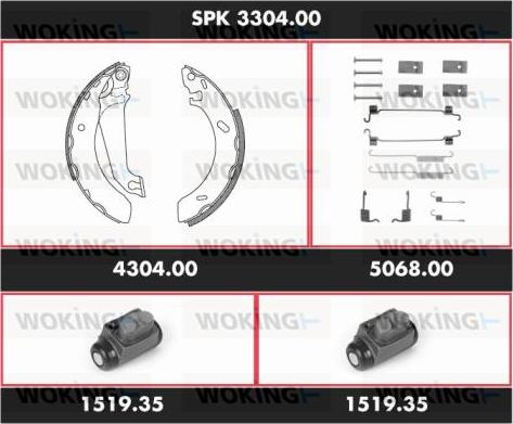 Woking SPK 3304.00 - Комплект тормозных колодок, барабанные avtokuzovplus.com.ua