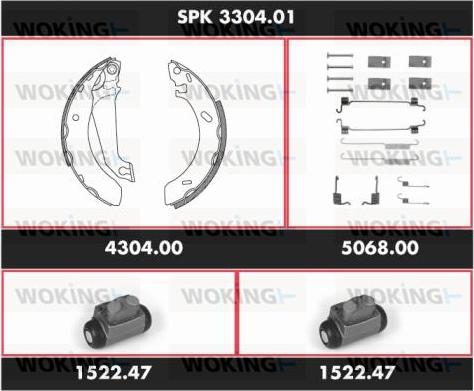 Woking SPK 3304.01 - Комплект тормозных колодок, барабанные avtokuzovplus.com.ua