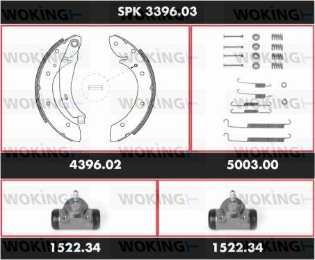 Woking SPK 3396.03 - Комплект гальм, барабанний механізм autocars.com.ua