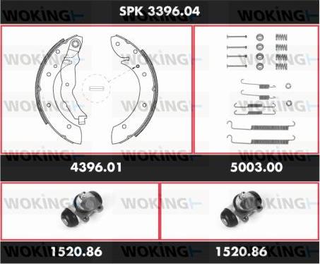 Woking SPK 3396.04 - Комплект гальм, барабанний механізм autocars.com.ua