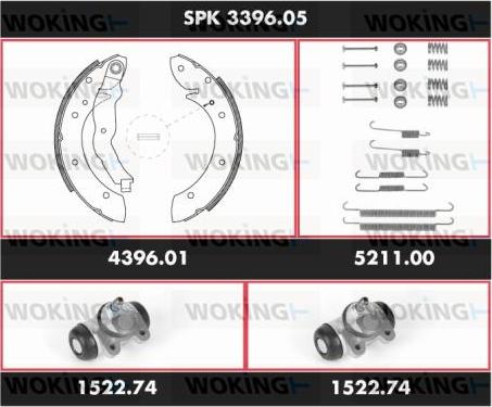 Woking SPK 3396.05 - Комплект тормозных колодок, барабанные autodnr.net