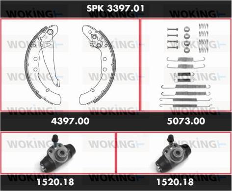 Woking SPK 3397.01 - Комплект гальм, барабанний механізм autocars.com.ua