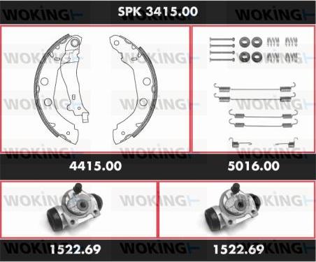 Woking SPK 3415.00 - Комплект гальм, барабанний механізм autocars.com.ua