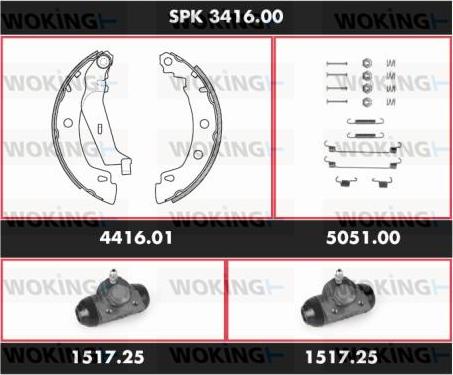 Woking SPK 3416.00 - Комплект гальм, барабанний механізм autocars.com.ua