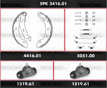 Woking SPK 3416.01 - Комплект тормозных колодок, барабанные autodnr.net