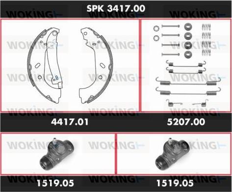 Woking SPK 3417.00 - Комплект гальм, барабанний механізм autocars.com.ua