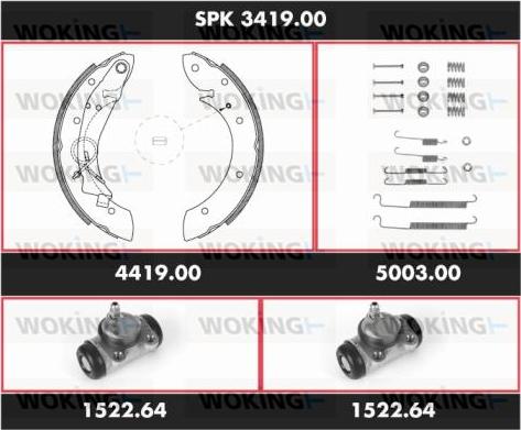 Woking SPK 3419.00 - Комплект гальм, барабанний механізм autocars.com.ua