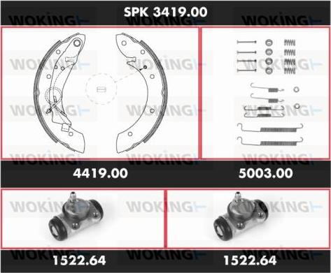 Woking SPK 3419.00 - Комплект тормозных колодок, барабанные avtokuzovplus.com.ua